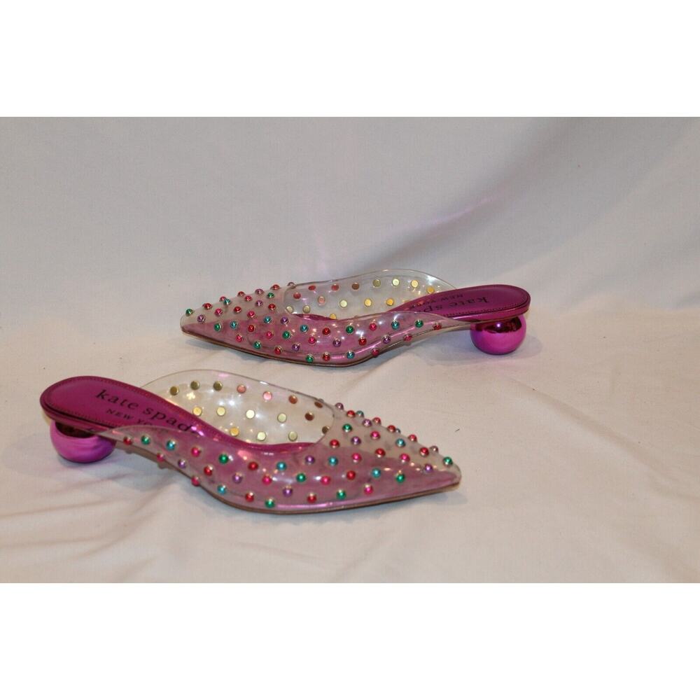 kate spade Pink Studded Pointed-Toe Mule Sandals - Picture 9 of 10